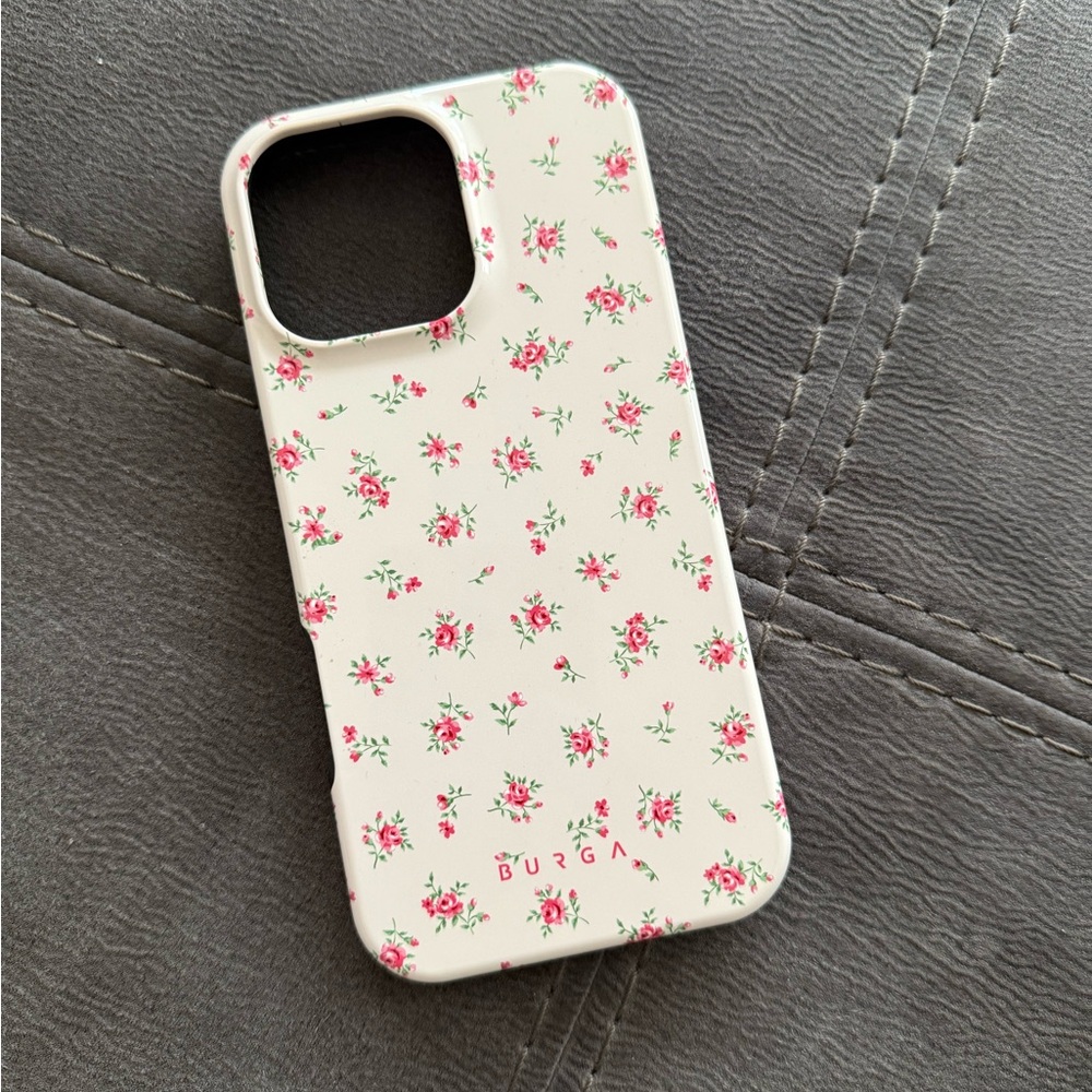Burga Floral Phone Case - Cream with Pink Flowers